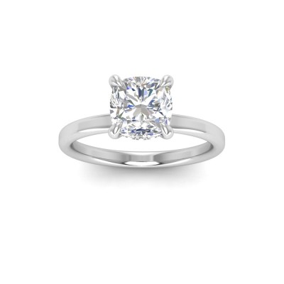 2 Ct Cushion Lab Diamond & .11 Ctw Diamond Secret Halo Engagement Ring